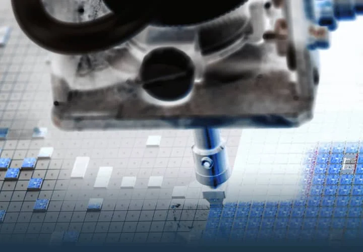Industrielle Fertigungsanlage mit Präzisionswerkzeug als Symbol für technologische Pionierarbeit